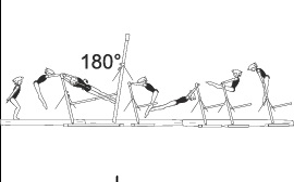 Jump with Â½ turn (180Â°) kip to support on LB 