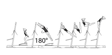 Facing HB â€“ Jump with Â½ turn (180Â°) â€“ kip to support on HB 