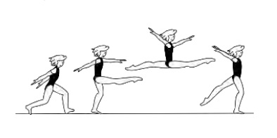Split leap fwd (leg separation
180Â°)