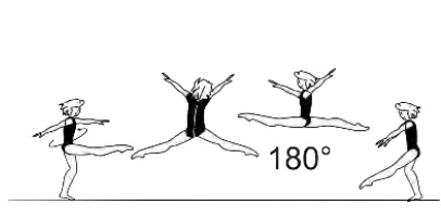 Split leap with Â½ turn (180Â°)