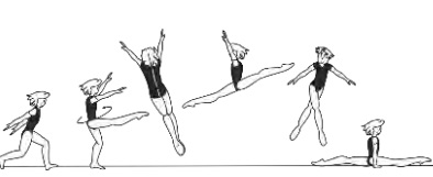 Tour jetÃ© with additional Â½ turn
(180Â°), landing on one or both feet,
or in split sit position