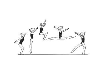 Tuck jump with separation of
legs to cross split (180Â°) during
flight phase