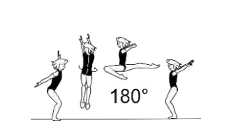 Stag jump with Â½ turn (180Â°)