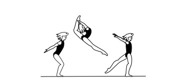 Sissone to ring position (rear foot at
head height, body arched and head
dropped bwd, 180Â° separation of
legs), to land on one foot