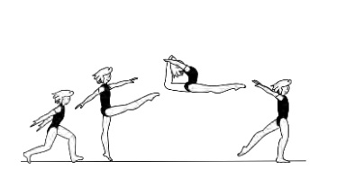Split ring leap (180Â° separation of
legs)