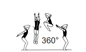 Tuck hop or jump with 1/1 turn (360Âº) 