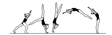 Handspring fwd, take-off from
one leg or Flyspring fwd, take-off
from both legs â€“ with or without
hecht phase before hand support
â€“ landing optional