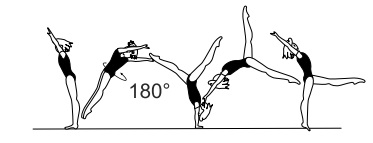 Jump bwd with Â½ twist (180Â°) to
handspring fwd
â€“ landing optional