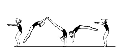 All flic-flac and gainer flic-flac
variations,
also with support of one arm