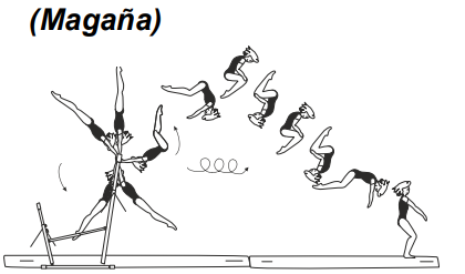 Swing fwd to triple salto bwd
tucked