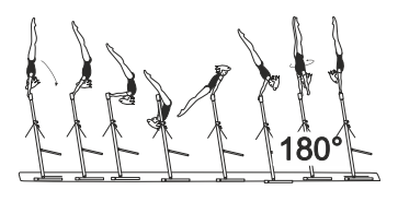Clear hip circle fwd to hstd,
also with Â½ turn (180Â°) in hstd
phase (Weiler-kip)