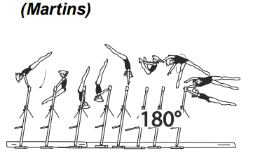 Clear hip circle on HB with
counter straddle over the HB
with Â½ turn (180Â°) to hang in
mixed L grip