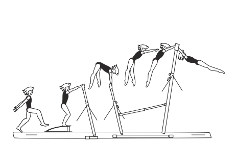 Straddle vault with hand
repulsion over LB to catch HB