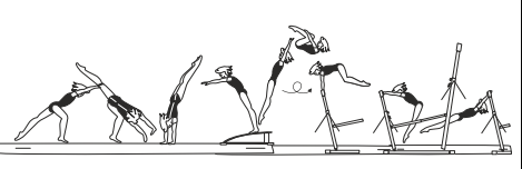 Round-off in front of LB â€“ tucked
salto bwd over LB to hang on LB
 (Jentsch)