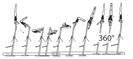 Stalder fwd in L grip with 1/1 turn
(360Â°) to hstd
(any technique accepted)
