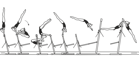 Facing outward â€“ Stalder bwd
through hstd with flight to hang
on HB
