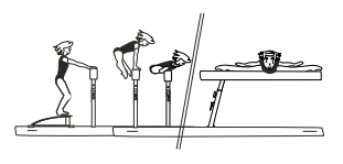 Jump with hand support to side
split sit or straddle position (must
show split without hands
touching the beam as final
position; in straddle position the
trunk must touch the beam)