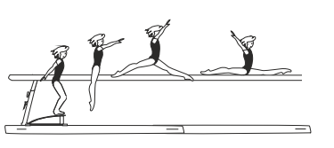 Free jump to cross split sit
take-off from two fee