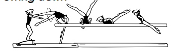 Cartwheel with bending of both
arms through chest stand to
swing down