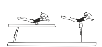 Planche with support on one
or both bent arms (2 sec.),
also legs in cross split position