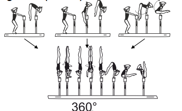 or to clear pike support with legs
together (2 sec.)