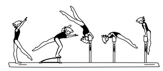 Cartwheel, grasping the beam, to
front support â€“ 90Â° approach to
beam
