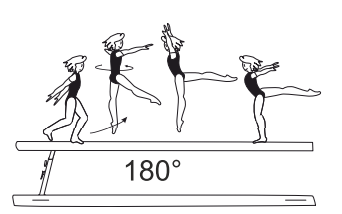 FouettÃ© hop with Â½ turn (180Â°) to
land in arabesque (free leg above
horizontal)