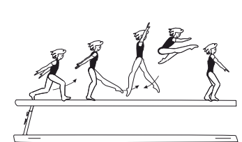 Stride leap fwd with change of
legs to wolf position (hip angle
at 45Â°)