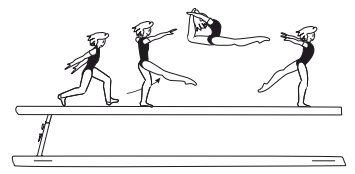 Split jump to ring position (leg
separation 180Â°) to land on two feet