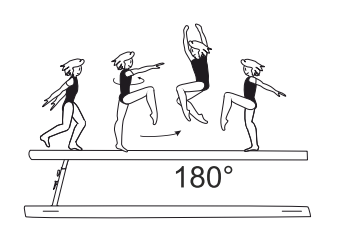 Cat leap with Â½ turn (180Â°)