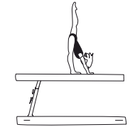 Standing split fwd with hand
support in front of support leg
(leg separation 180Â°) â€“ Needle
scale (2 sec.) or
Stand on one leg with foot of free
leg in fwd hold above head (2
sec.)