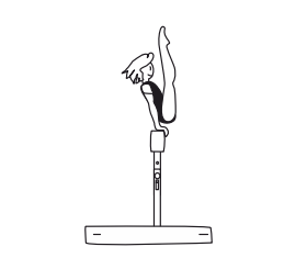 Clear pike support with legs
together (2 sec.)