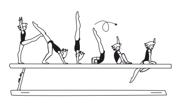 Kick to cross hstd â€“ roll fwd with
or without hand support to sit
position or to tuck stand