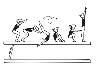 Roll fwd without hand support to
sit position or to tuck stand