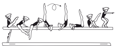 From cross sit, swing bwd to
shoulder roll fwd with hip extension
and hand support to sit position or
to tuck stand