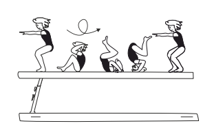 Roll bwd with hand support on
top of the beam