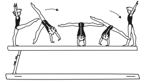 Cartwheel, also with support on
one arm, or Cartwheel with flight
phase before or after hand
support