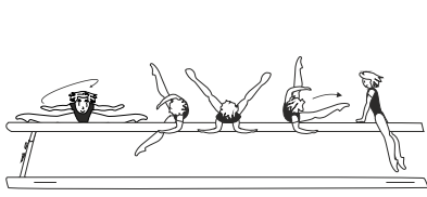 Roll swd, piked straddle with hand
support â€“ end position optional