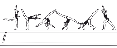 Walkover bwd, with/without
alternate hand support, also with
swing down to cross sit