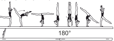 Walkover bwd with Â½ turn (180Â°)
to walkover fwd