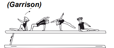 Kick over bwd through horizontal
plane with support on one arm 