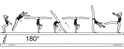 Jump bwd (flic-flac take-off) with
Â½ twist (180Â°) through hstd to
walkover fwd
 (Onodi)
also with support on one arm, or
to tic-toc