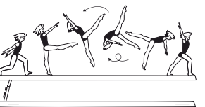 Gainer salto bwd tucked, piked or
stretched-step out 
