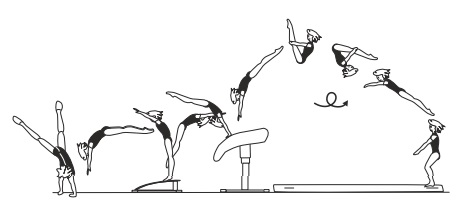 Round-off, flic-flac on â€“ piked salto
bwd off