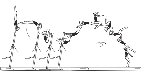 Clear straddle circle with salto fwd
tucked
 (Plichta)
also with Â½ turn (180Â°) (Alt) 